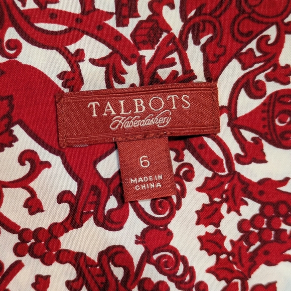 Talbots Haberdashery Holiday‎ Christmas Reindeer Buttondown Cotton Blouse/Top 6 - Picture 5 of 9
